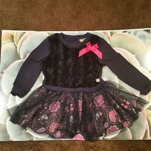 Great Holiday Dress Dollie & Me blue faux fur paisley dress, 4